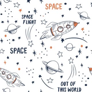 Rockets and Planets Kids Room Wallpaper