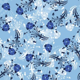 Blue and White Floral Pattern Wallpaper for Walls