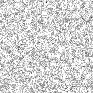 Guest Room Wallpaper, Black and White Flower Design