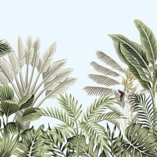 Guest Room Wallpaper, Tropical Trees
