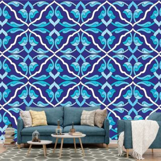 Blue Pattern Decorative Wallpaper for Walls
