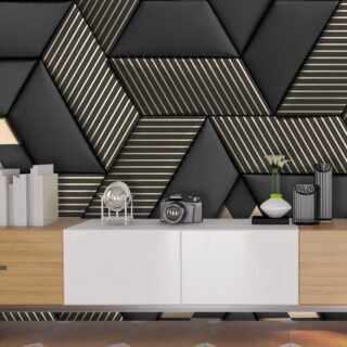 Black and Gold Striped Pattern Wallpaper