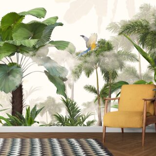 Sparshvan, Realistic Tropical Trees and Birds Wallpaper for Home