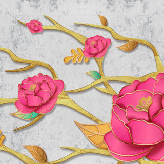 Golden Stems Roses Wallpaper Mural
