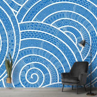 Blue Fibonacci Pattern Wallpaper for Walls