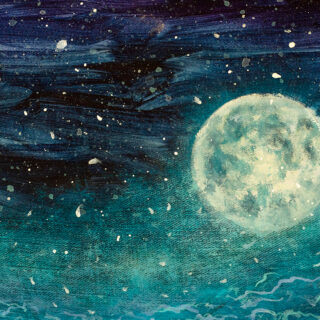 Painting of a moon in the sky wallpaper