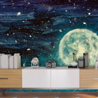 Painting of a moon in the sky wallpaper