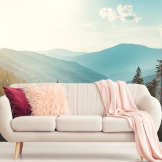 Landscape of Forest and Mountains Wallpaper