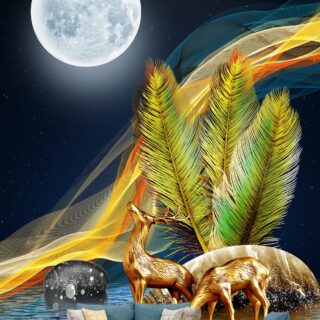 Palm Leaves and Moon Wallpaper