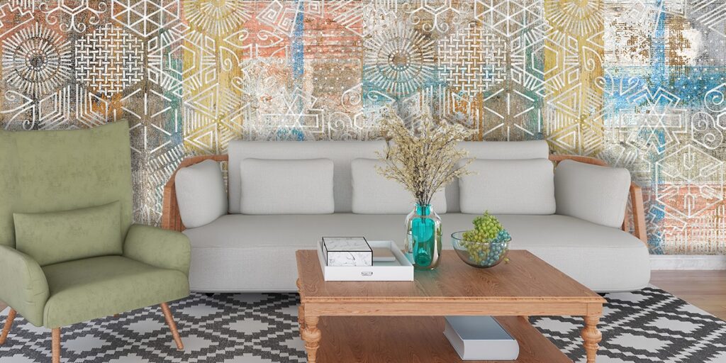 A Wall Decorated with Patterned Wallpaper - Magic Decor