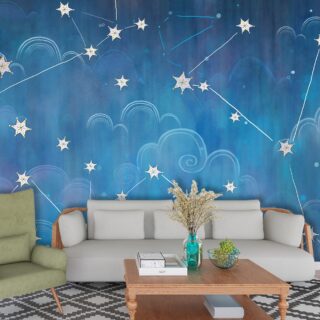 Blue Cloud and Stars Wallpaper for Walls
