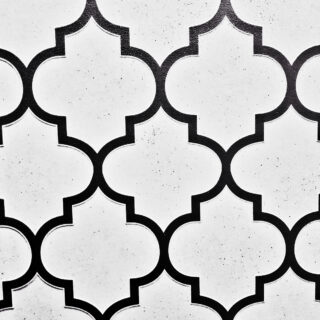 White Ceramic Tile with Black Geometric Pattern Wallpaper