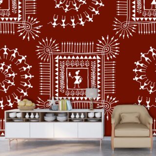 Tribal Art Warli Art Painting Wallpaper Mural