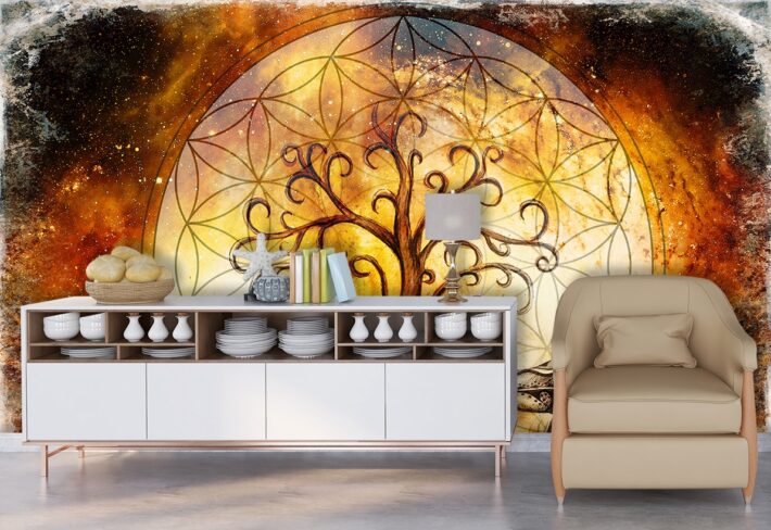 A drawing of two birds and a tree of life