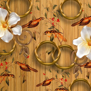 Birds Hanging on Branches Mural Wallpaper