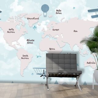 Kids Room World Map Wallpaper