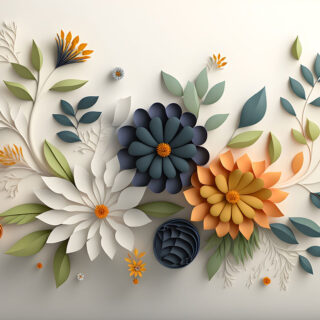 Blue and White 3d Floral Wallpaper for walls with leaves
