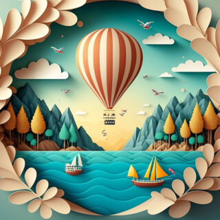 3D Hot Air Balloon Landscape Kids Room Wallpaper
