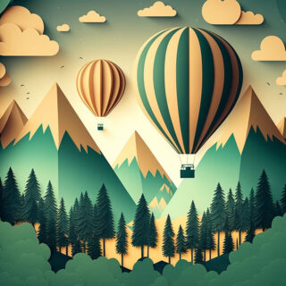 3D Hot Air Balloon Kids Room Wallpaper