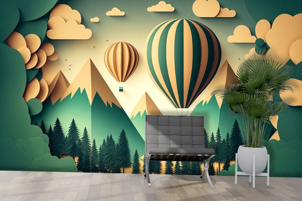 3D Hot Air Balloon Kids Room Wallpaper - Magic Decor