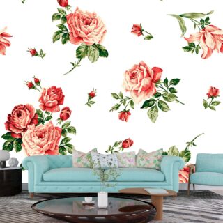 A Romantic Rose Motifs Wallpaper Mural
