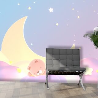 Cute Sleeping Teddy Wallpaper for Kids Room