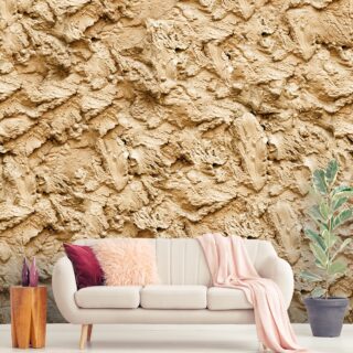 A Crumpled Surface Texture Wallpaper in Shade of Brown