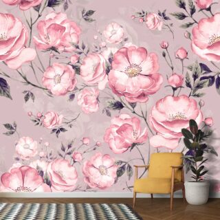 3D Pink Flowers Wallpaper for Wall