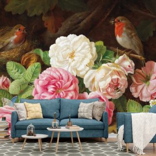 A Painting of Flowers and Birds