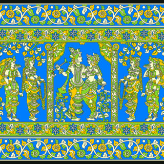 Radhe Krishna Floral Art Design Wallpaper