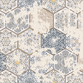 Vintage Hexagons Pattern Wallpaper Mural