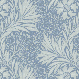 Pattern of Blue Flowers and Leaves Wallpaper for Walls