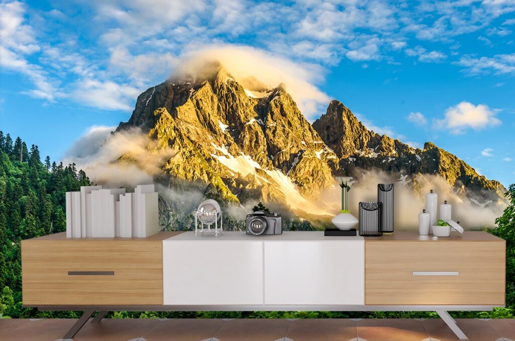 Sunlight Falling on Mountain, Forest Wallpaper for Walls - Magicdecor®