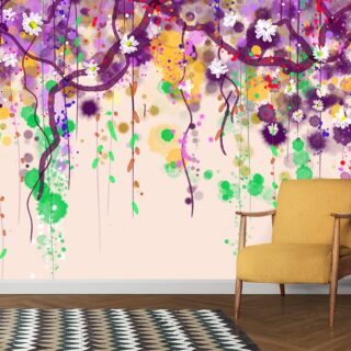 Hanging Flowers Painting Wallpaper Mural
