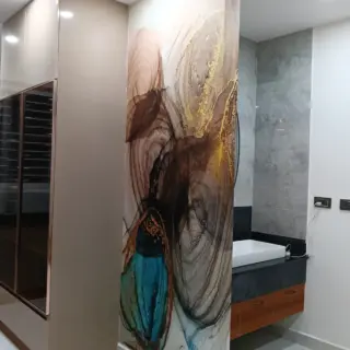 Azura, Luxurious Blue and Brown Marble Wallpaper Mural