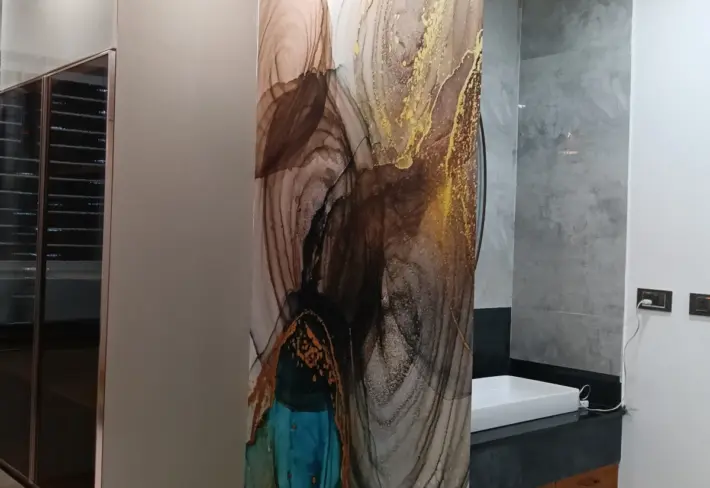 Azura, Luxurious Blue and Brown Marble Wallpaper Mural