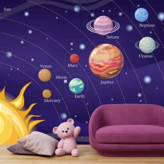 Kids Room Wallpaper, Solar system with planets and sun