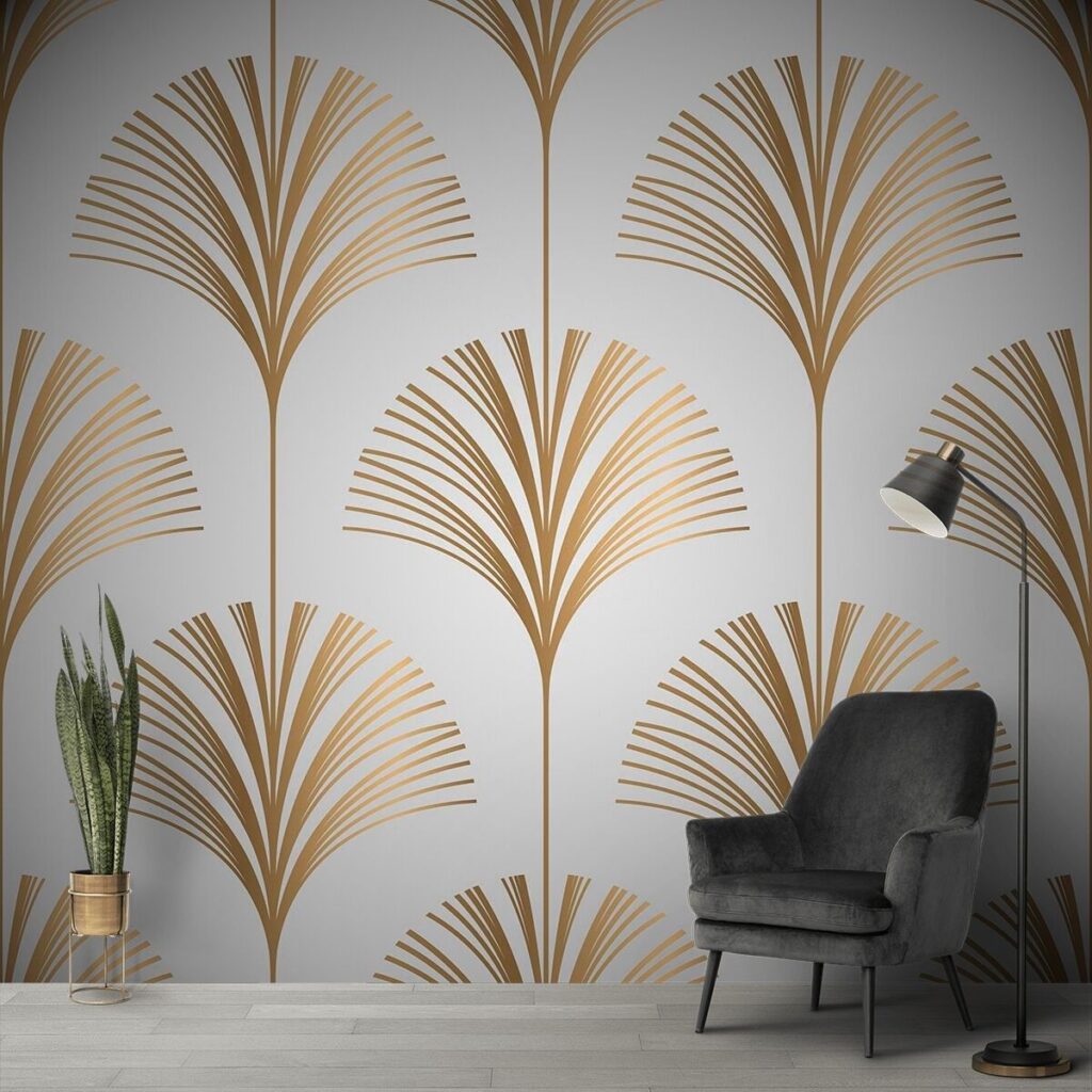 Gold Floral Living Room Mural Wallpaper for Wall Magicdecor®