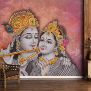 Beautiful Radha Rani and Krishna Mural Wallpaper