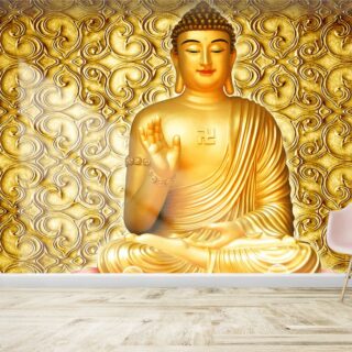 3D Buddha Gold Wallpaper for Home