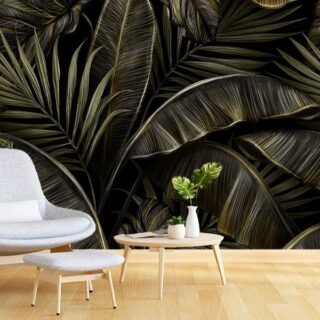 dark tropical leaves wallpaper for walls