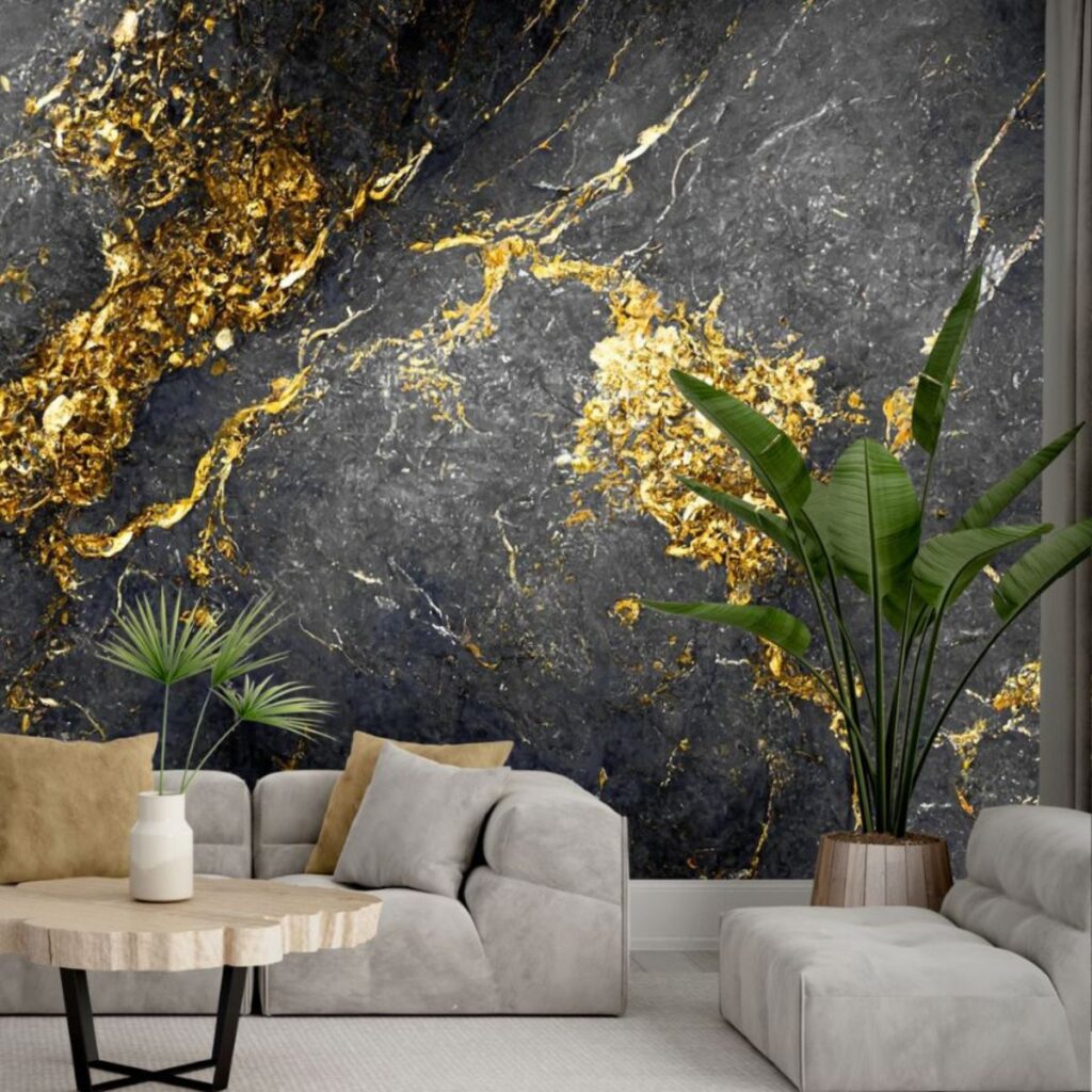 Black and Gold Luxurious Marble Wallpaper Magic Decor