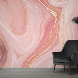 Rose Gold Marble Wallpaper for Wall Mockup