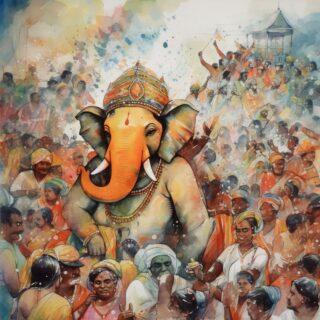 Simple Ganpati Mural Painting Wallpaper
