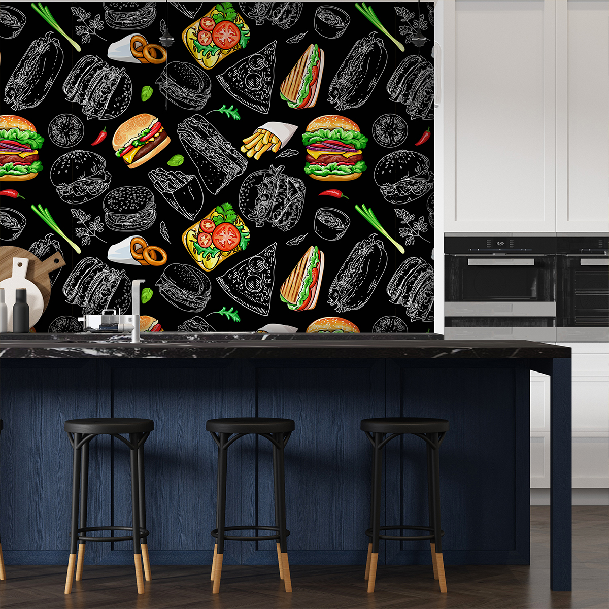 fast food wall mural