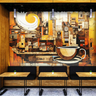 Coffee Shop Wallpaper for Wall Mockup