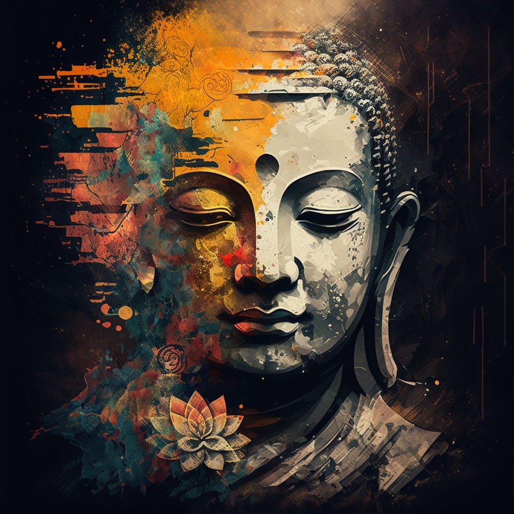 Gautam Buddha Stone Texture Wallpaper for wall