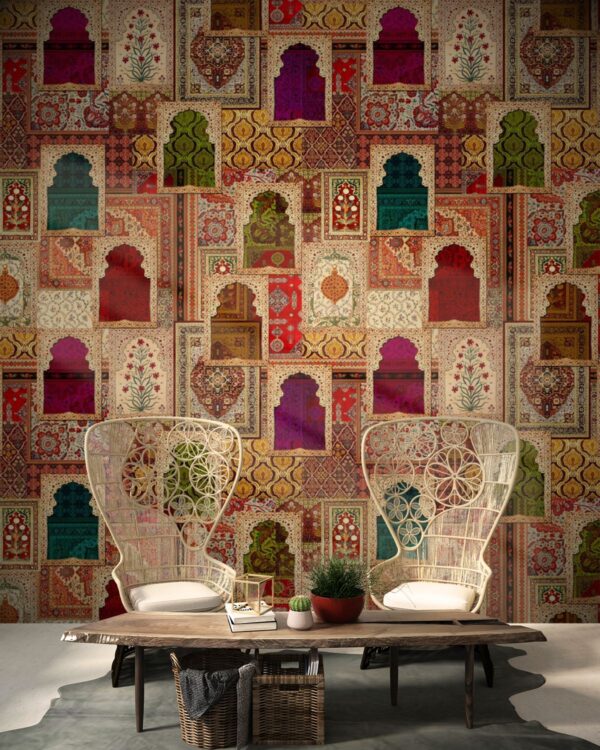 Patchwork Wallpaper for Wall, Rajasthani Wall Mural Magic Decor