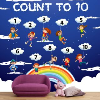 Wallpaper for Nursery, Count To Ten, A Wallpaper of Numbers with Kids Wallpaper for Kidsroom