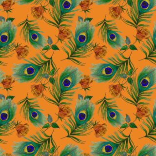 Mor Pankh Wallpaper for Wall, Orange and Green Color